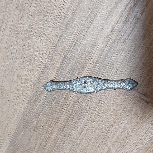 Vintage Antique Art Deco Rhinestone Embellished Intricate Bar Pin Brooch C Clasp - Picture 4 of 6